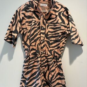 Overlover Black & Peach Zebra Print Jumpsuit